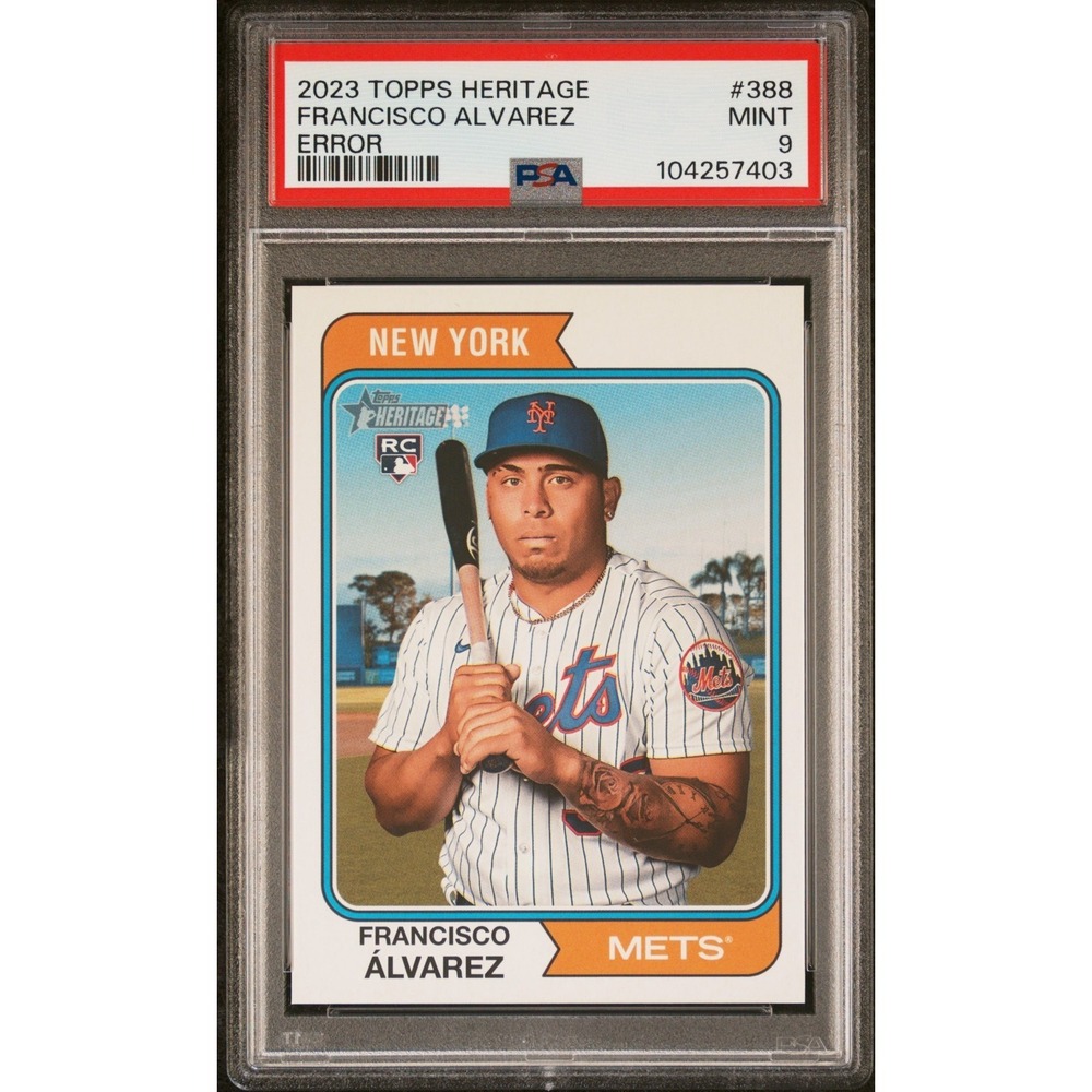2023 Topps Heritage - ERROR Variation Francisco Alvarez #388‎ (RC) - PSA 9 Mint